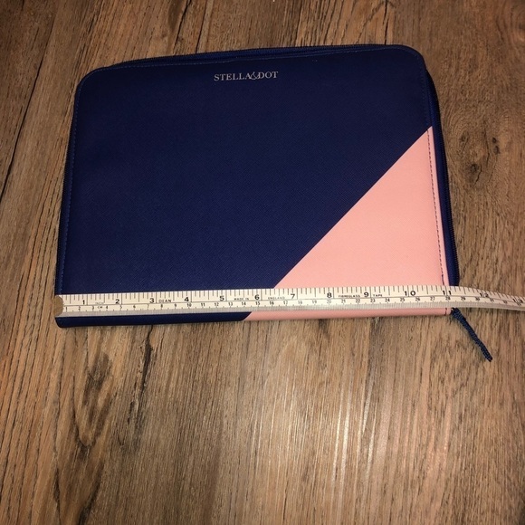 STELLA & Dot Pink & Blue Zip Up Book Travel Jewellery Jewelry Case 9” x 11” - Picture 6 of 6
